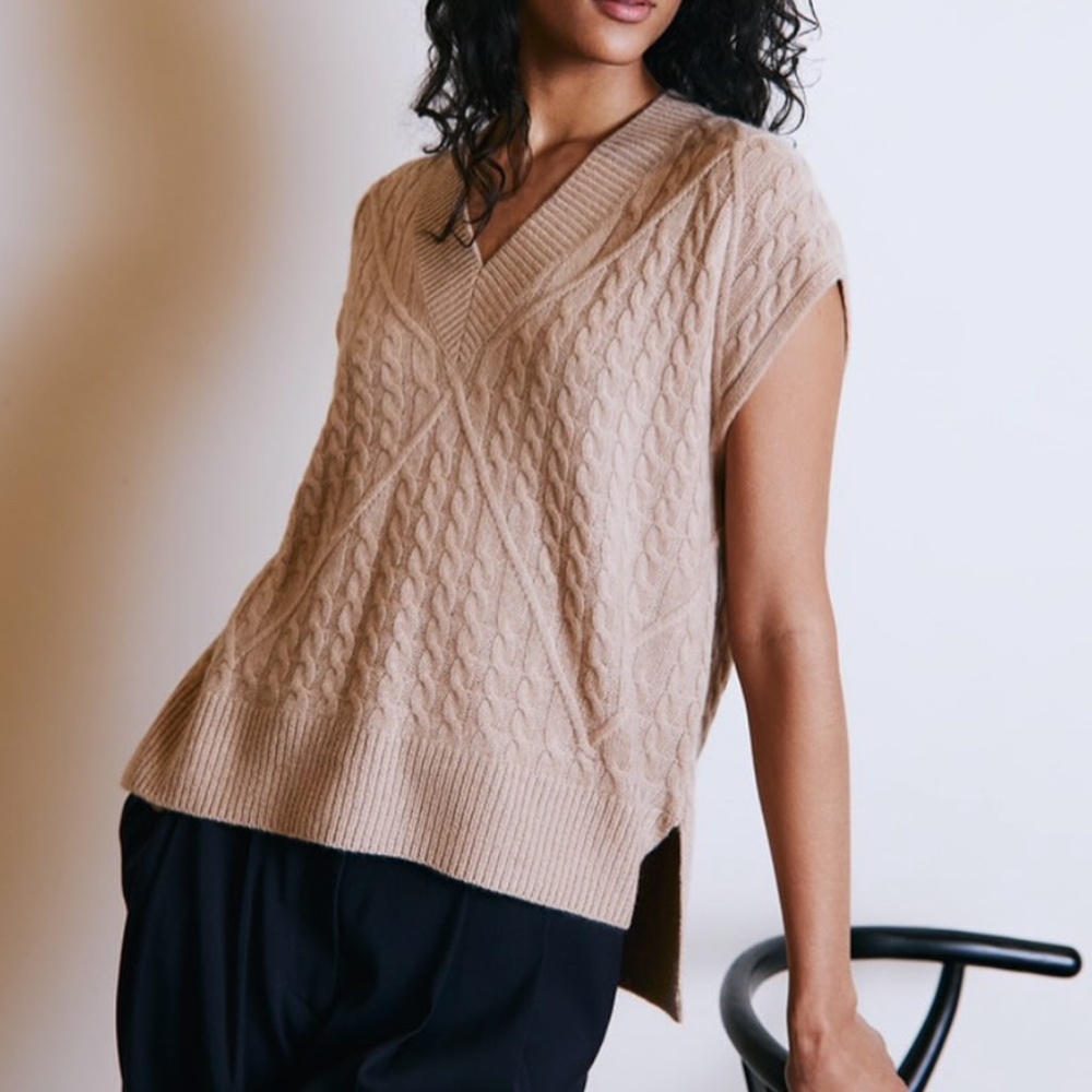Autumn Cashmere Cabled Diamond Vest